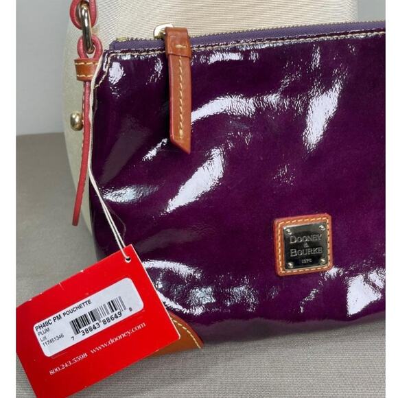 Dooney & Bourke Handbag Pouchette Purse Patent Leather Dark Plum Color PH49C NEW - Picture 10 of 14